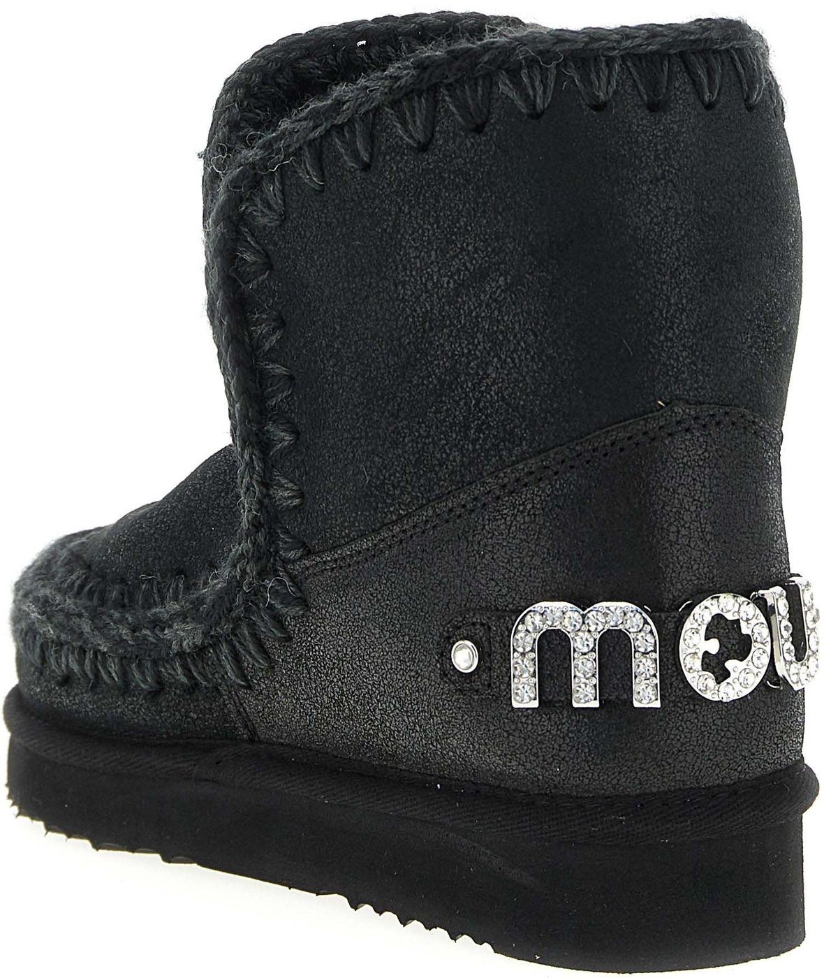 Mou Black Lamb Leather Ankle Boots