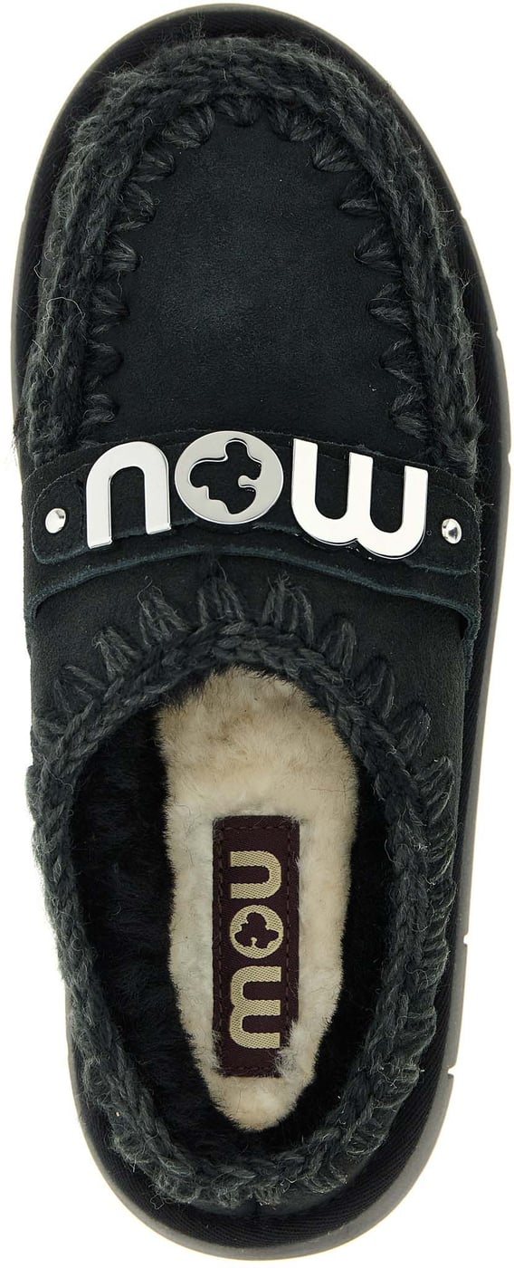Mou Black Lamb Leather Clogs