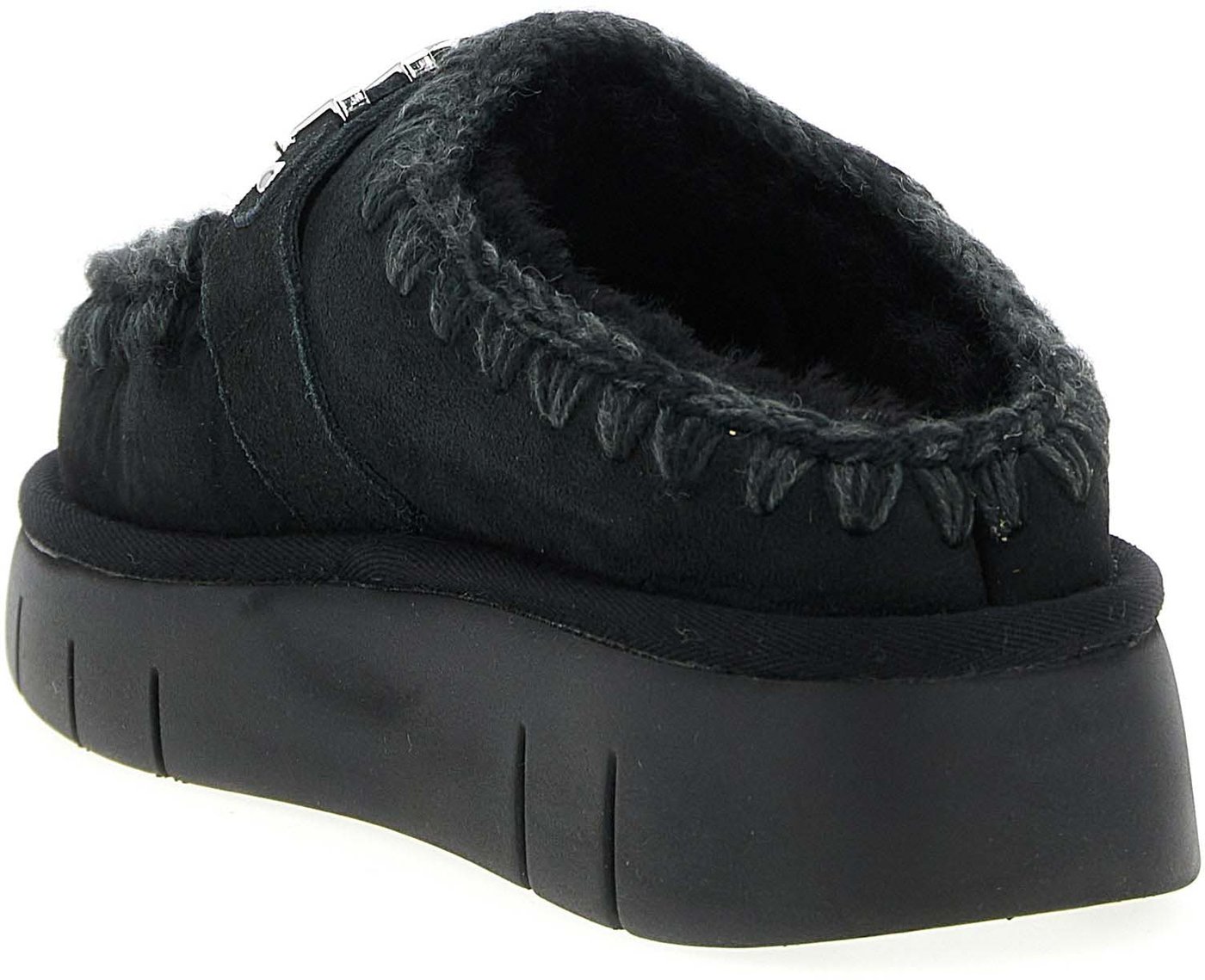 Mou Black Lamb Leather Clogs