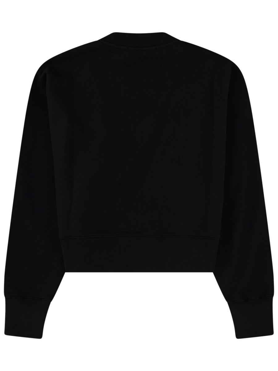 Cropped Textured Logo Cotton Sweatshirt