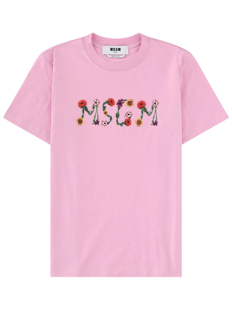 Soft Pink Chest Floral Logo T-Shirt