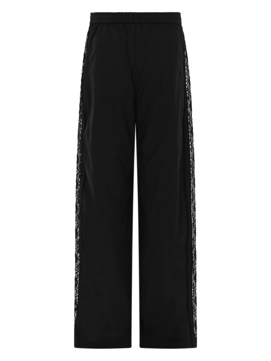 Lace Accents Cotton Straight-Leg Pants