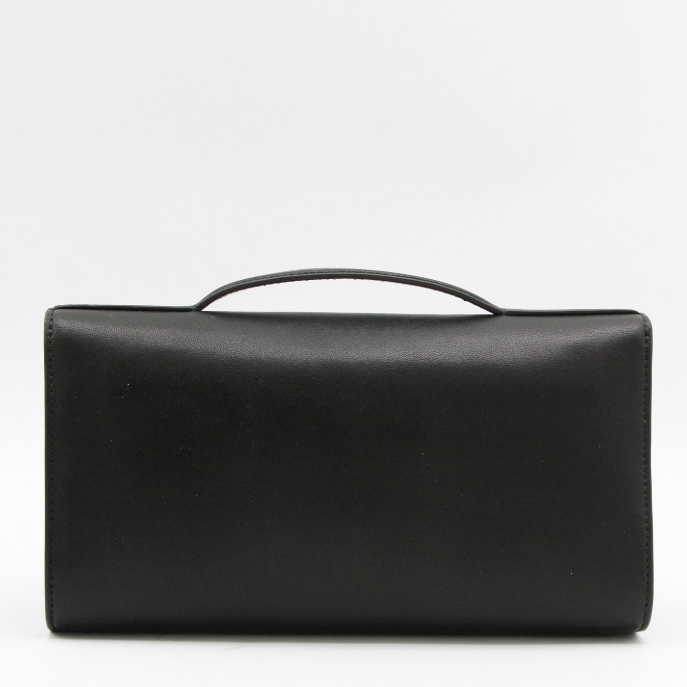 Rectangular Black Bag With Oval Gold-Tone Turn-Lock Closure