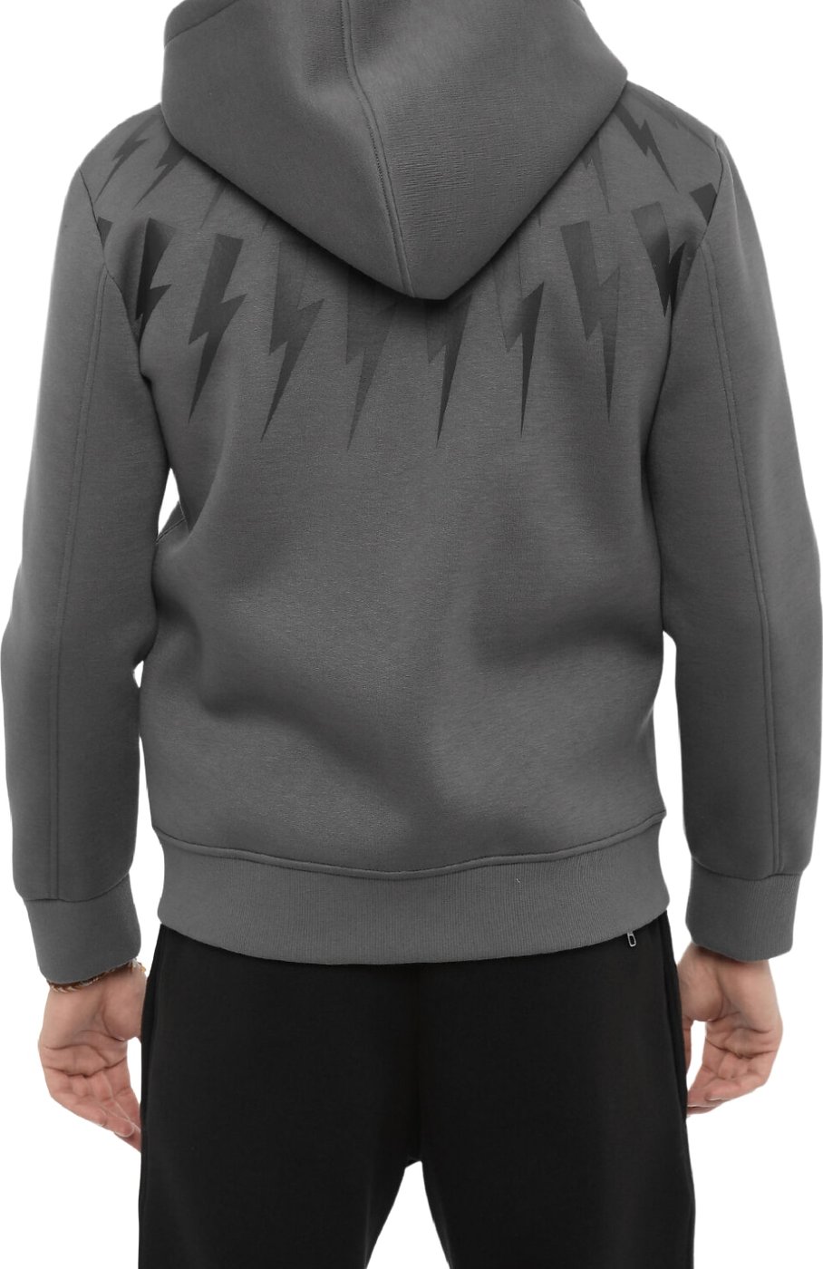 Neil Barrett Slim Fit Men's Zip-Up Hoodie Grey