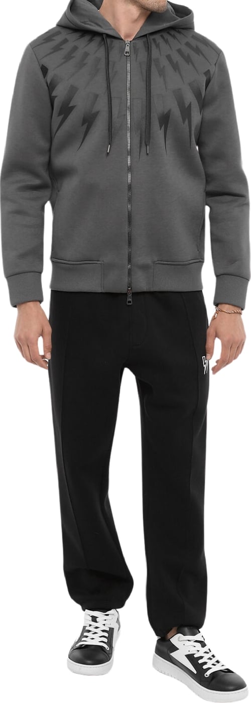 Neil Barrett Slim Fit Men's Zip-Up Hoodie Grey