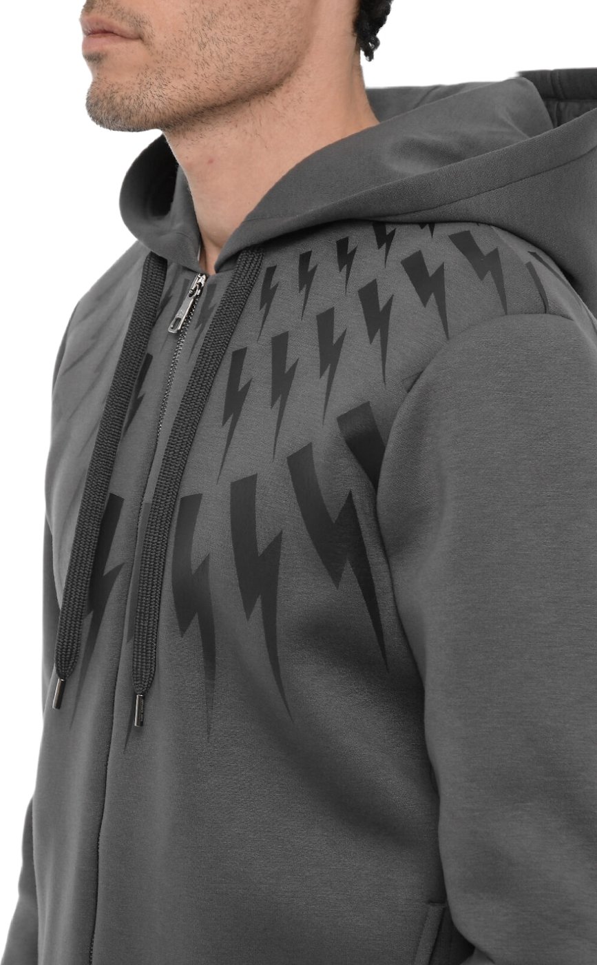 Neil Barrett Slim Fit Men's Zip-Up Hoodie Grey