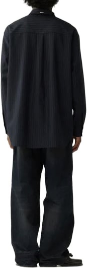 wool oversized shirt, navy blue