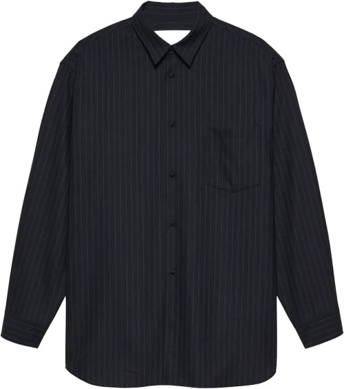 wool oversized shirt, navy blue