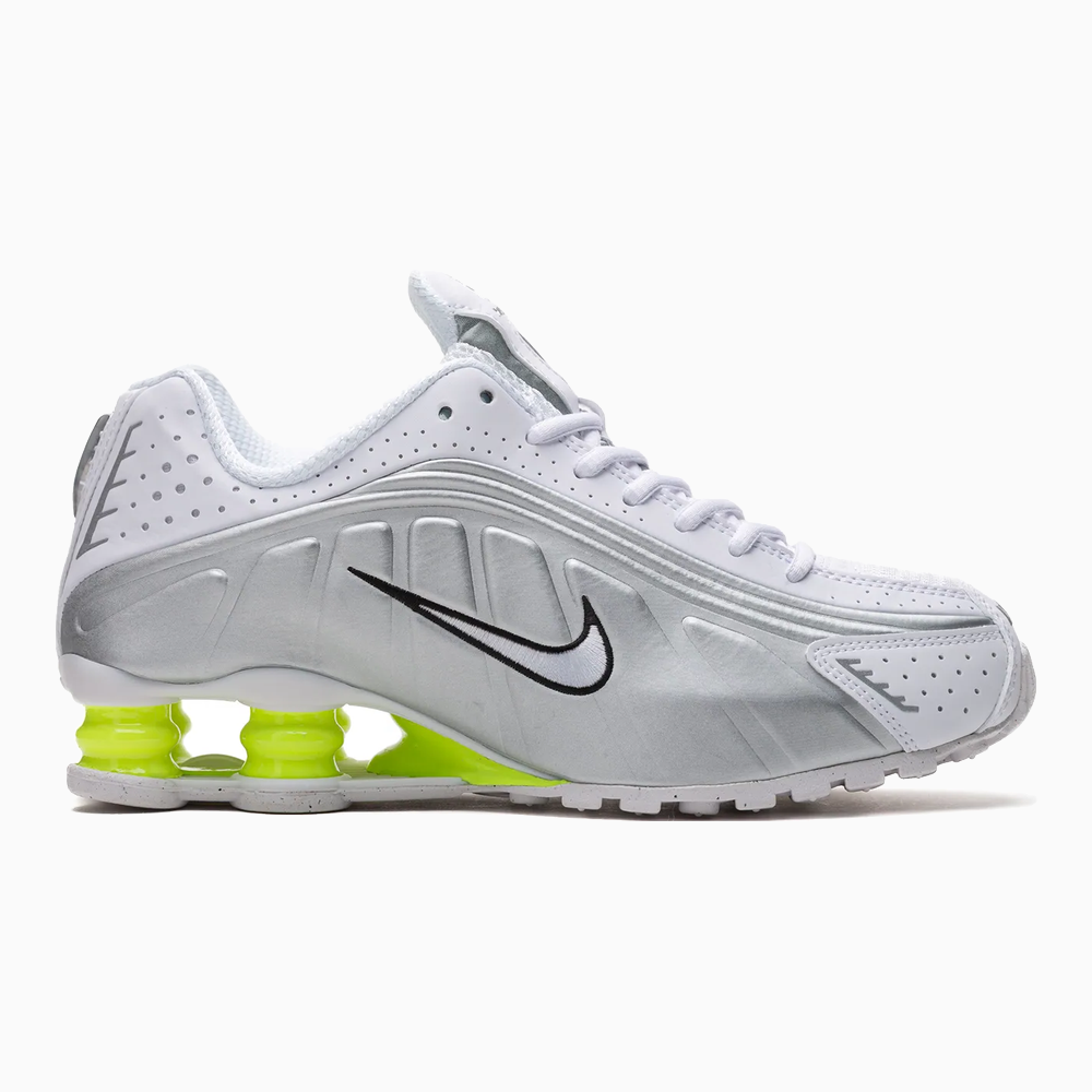 Nike Shox R4 White Metallic Silver Volt (Women's)