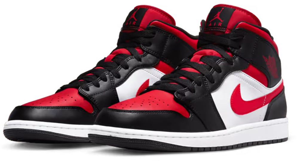 Jordan 1 Mid 'White Black Red' (2022)