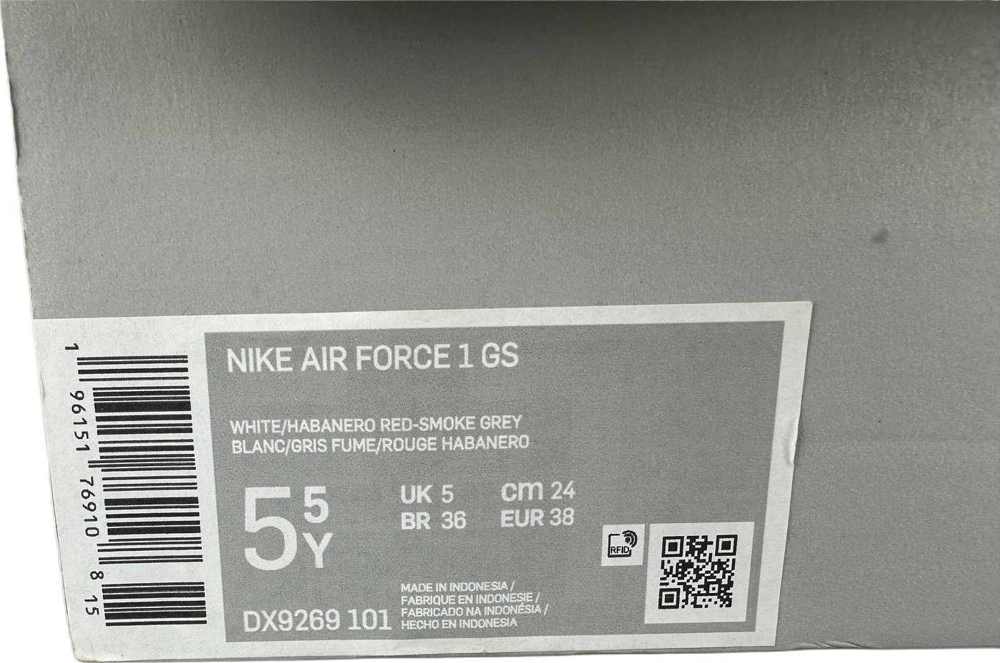 Nike Air Force 1 SE GS 'Mini Swoosh - White Habanero Red' - 38 (ARCHIVE)