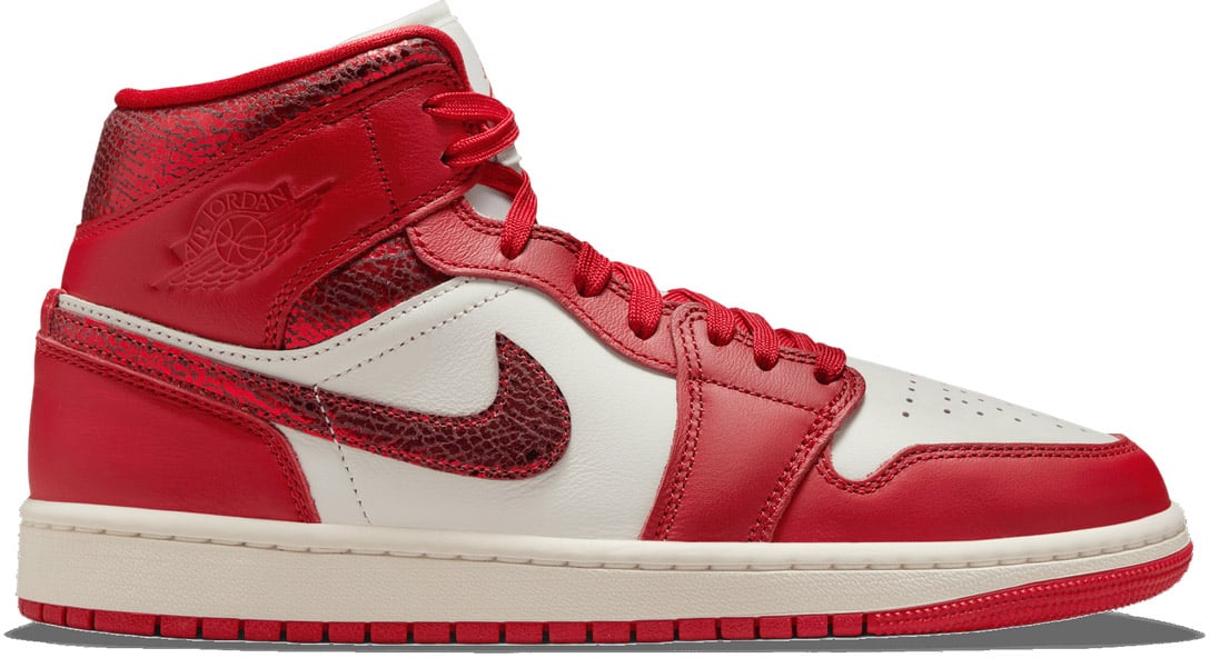 Air Jordan 1 Mid SE 'Red Cracked Leather' (Women's)
