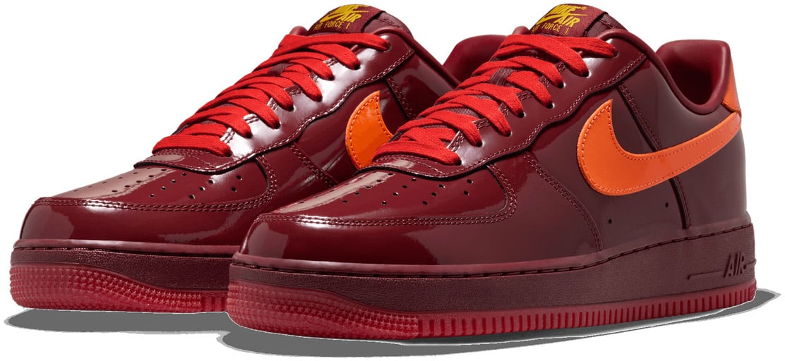 Nike Air Force 1 Low Patent Leather 'Dark Team Red Safety Orange'
