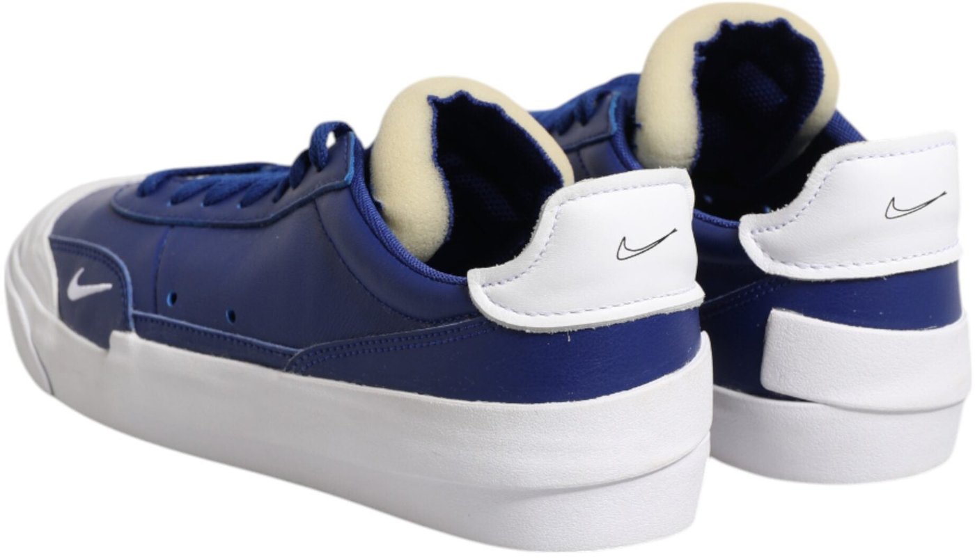 Nike White Blue Lace Up Low Top Drop-Type PRM Sneakers Shoes