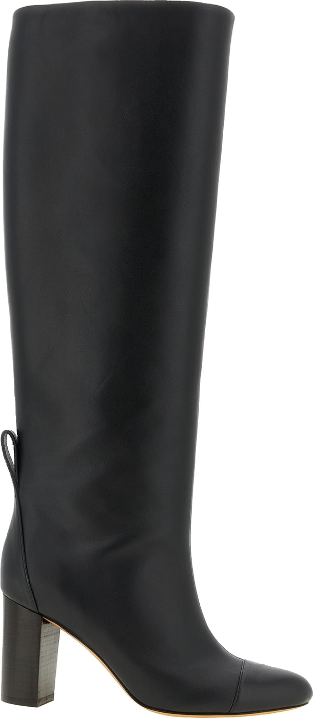 ODISSI Black Calfskin Over The Knee