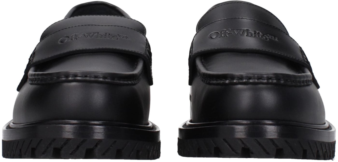 Off-White Black Leather Slip-On Loafers