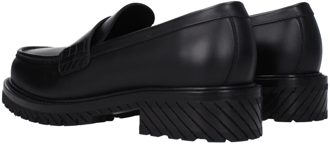 Off-White Black Leather Slip-On Loafers