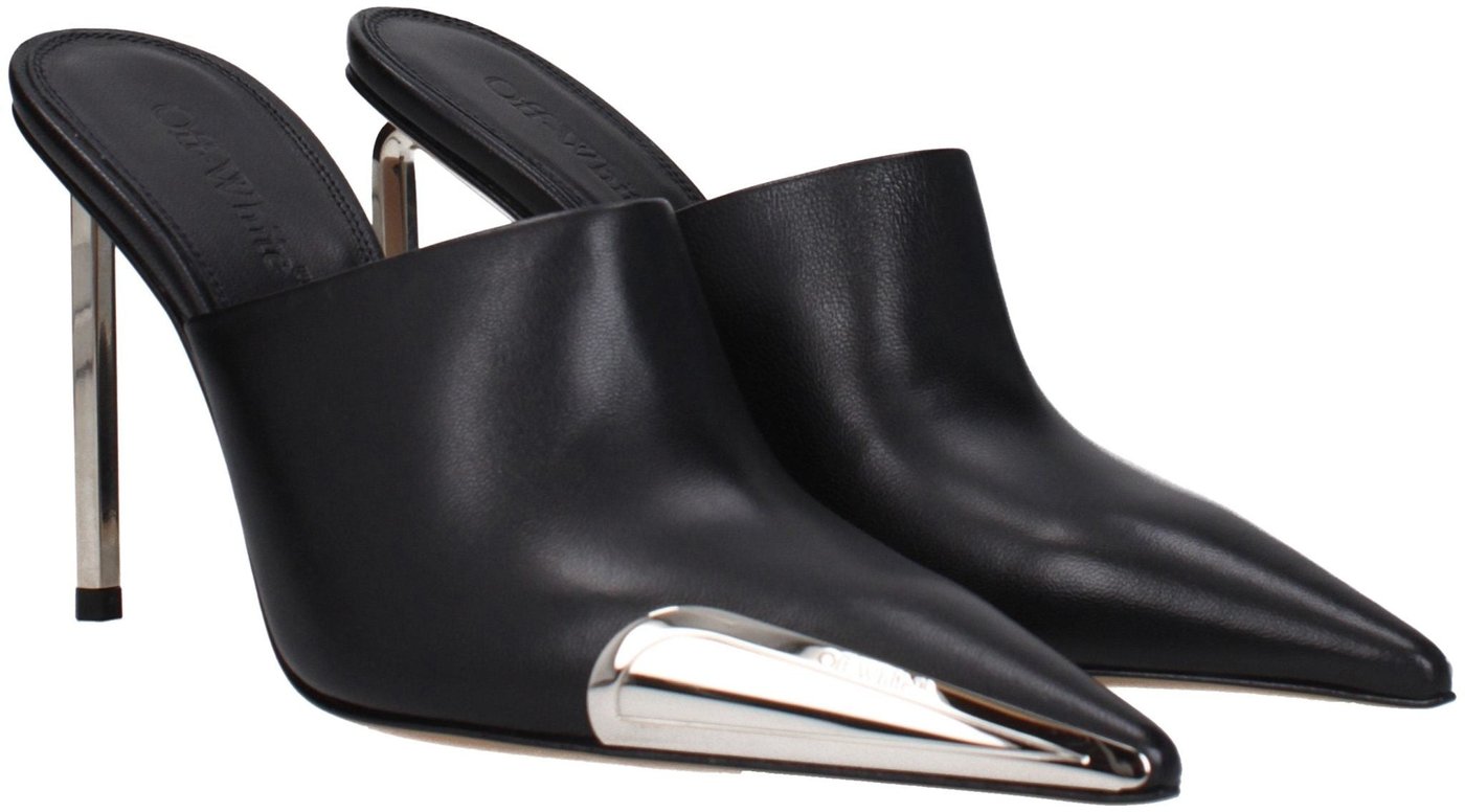 Off-White Black Leather High Heel Pumps