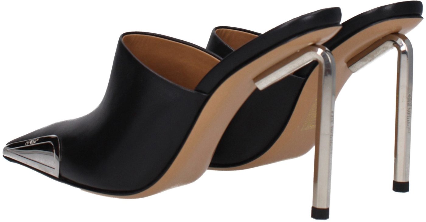 Off-White Black Leather High Heel Pumps