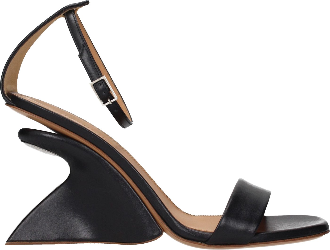 Off-White Black Leather Stiletto Heel Sandals