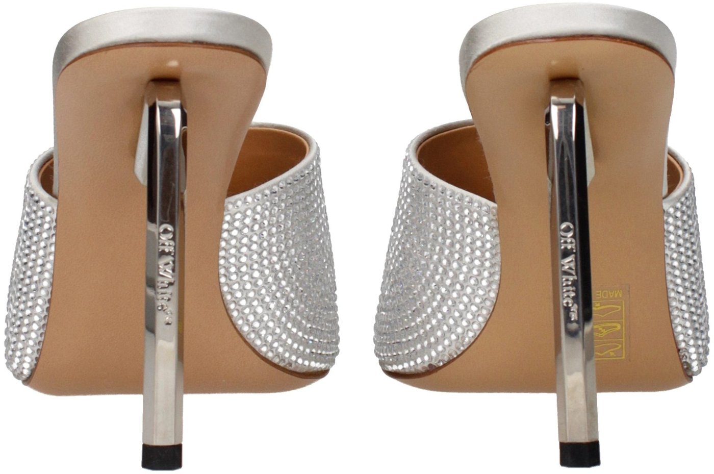 Off-White Gray Satin Stiletto Heel Sandals