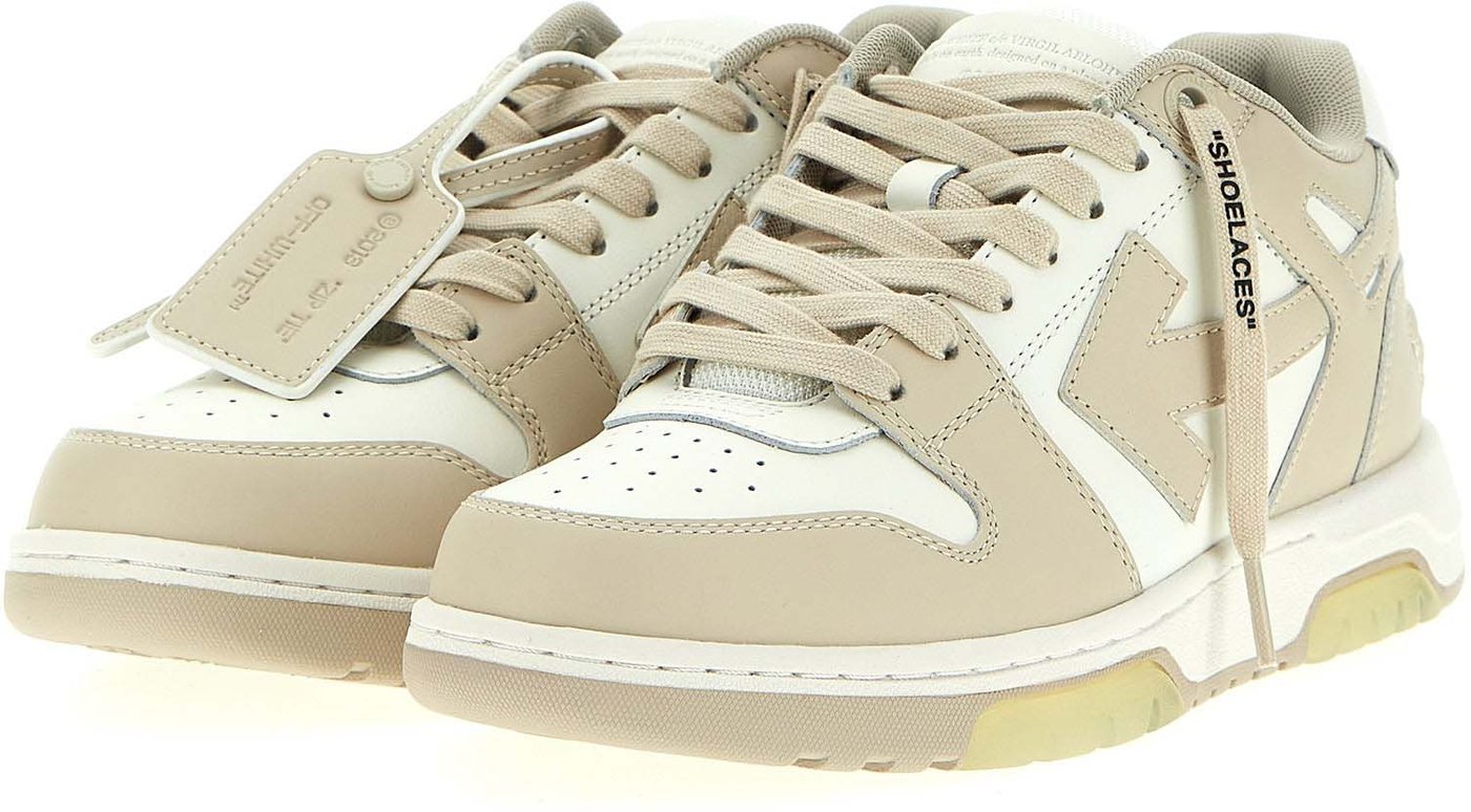 Off-White Beige Calfskin Low Top Sneakers