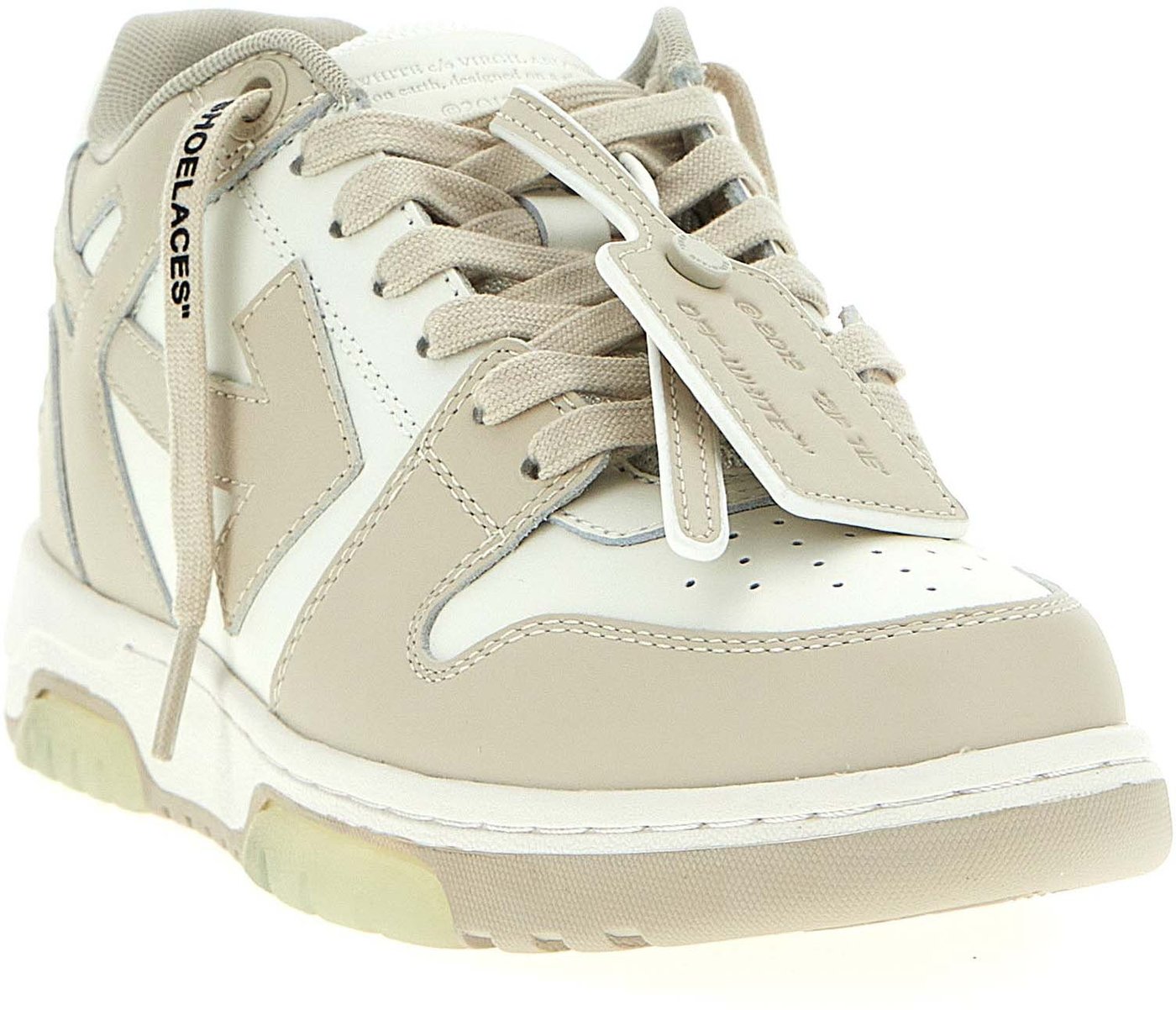 Off-White Beige Calfskin Low Top Sneakers