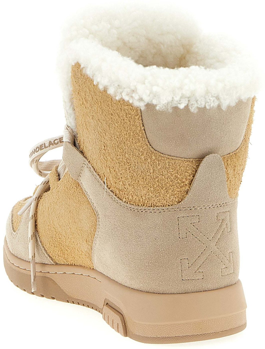 Off-White Beige Calfskin Ankle Boots