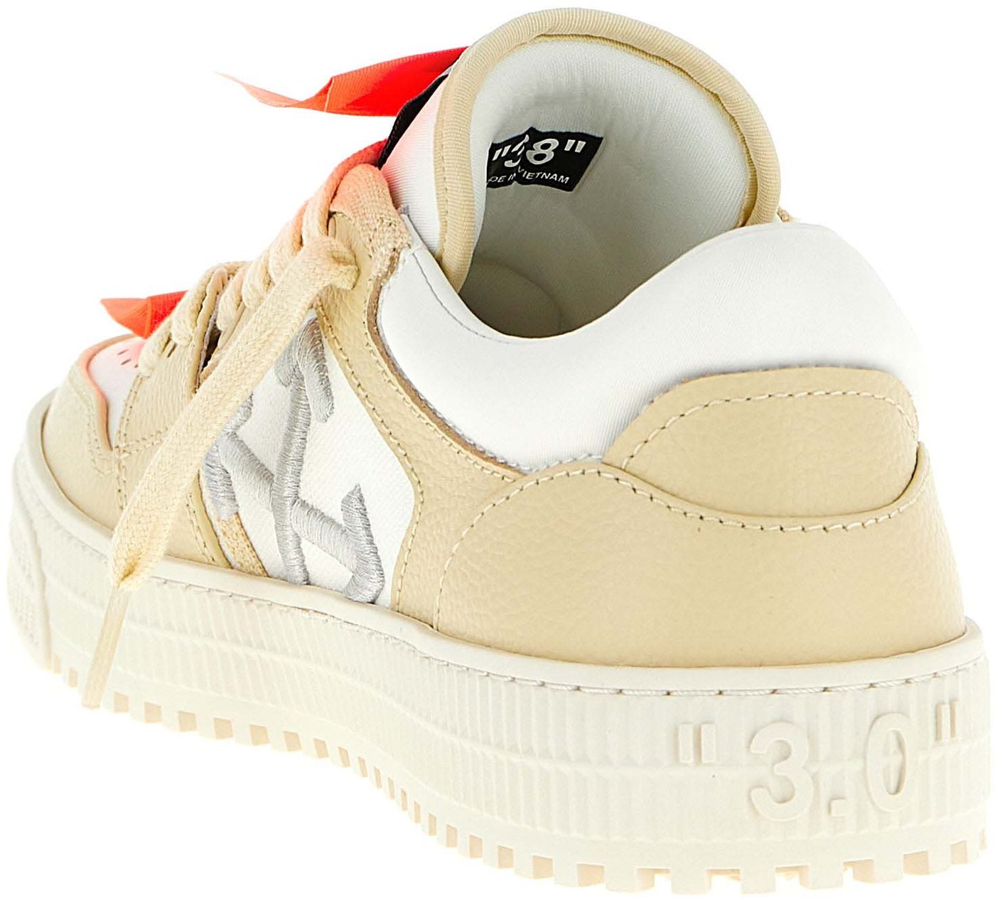 Off-White Beige Leather Low Top Sneakers