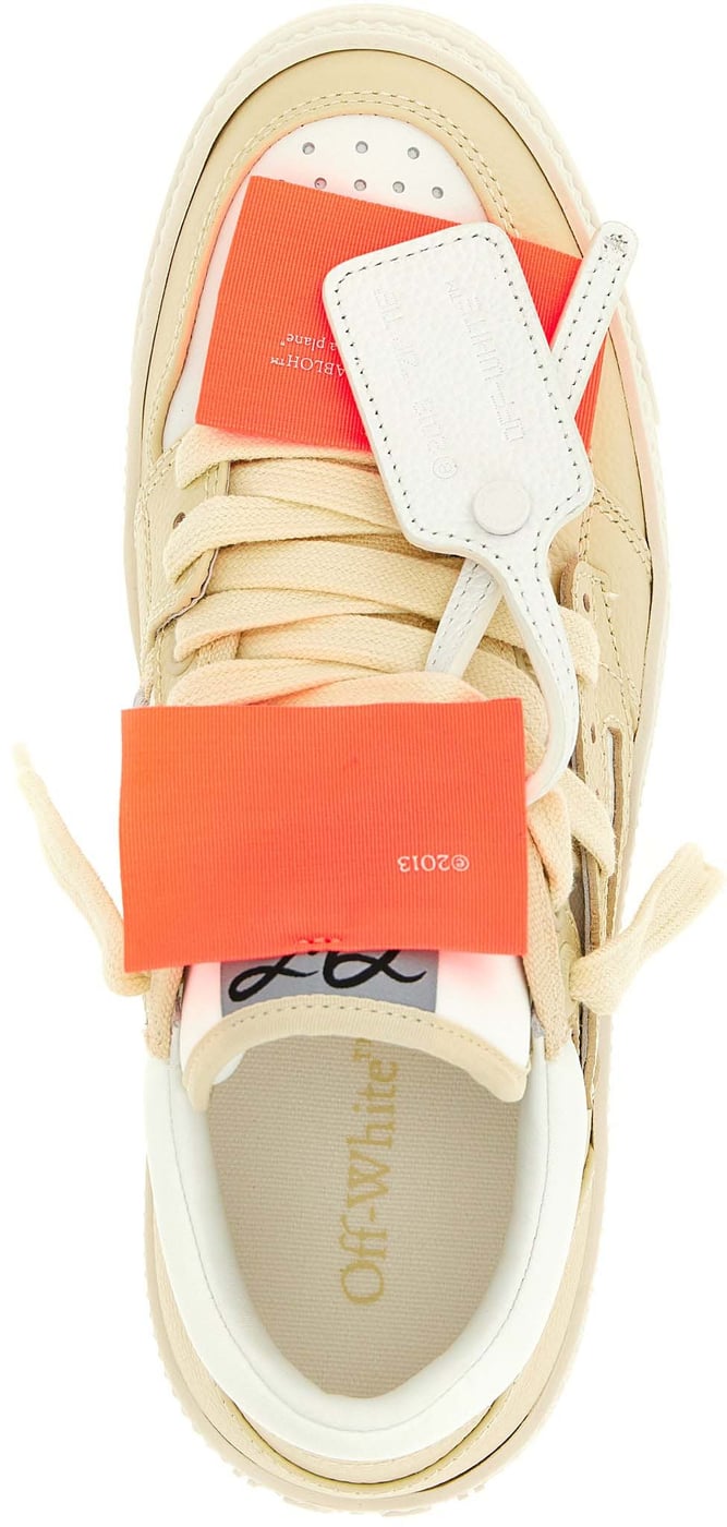 Off-White Beige Leather Low Top Sneakers