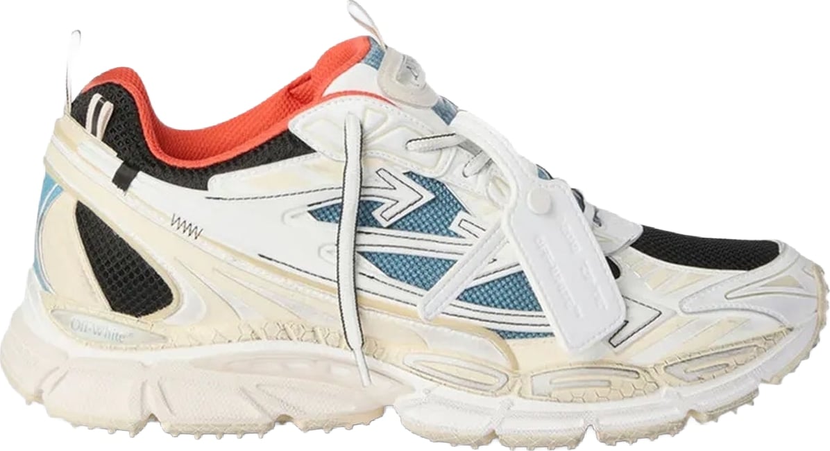 Heren Be Right Back Worn Out sneaker neonblauw met wit
