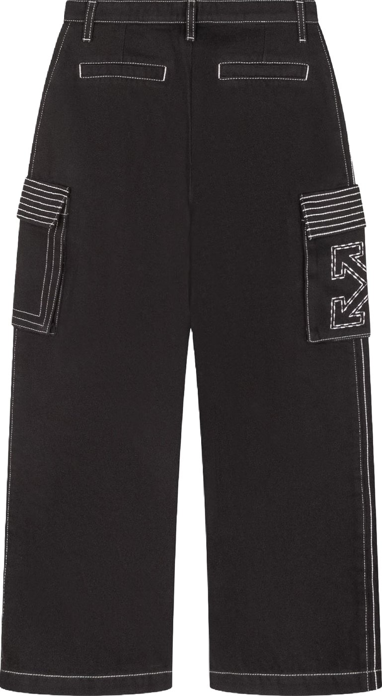 Pantaloni Cargo con Cuciture a Contrasto