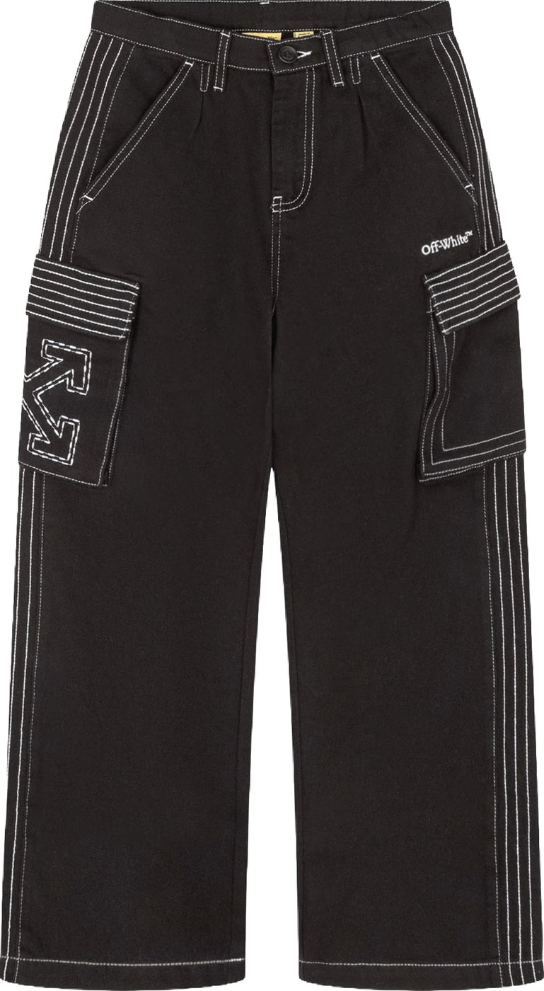 Pantaloni Cargo con Cuciture a Contrasto