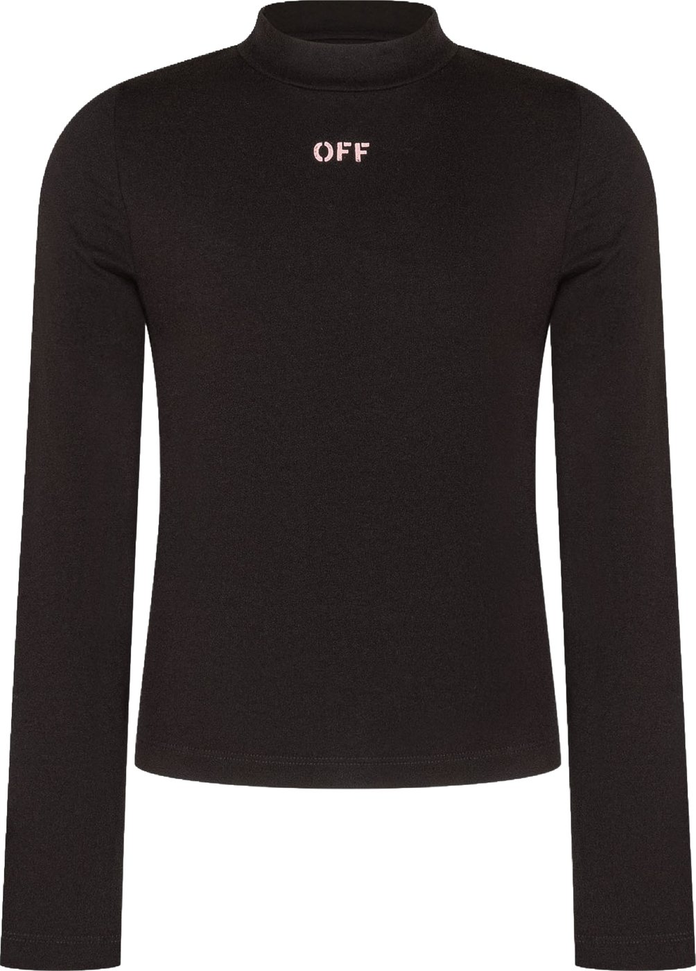 T-shirt a Maniche Lunghe con Collo Alto