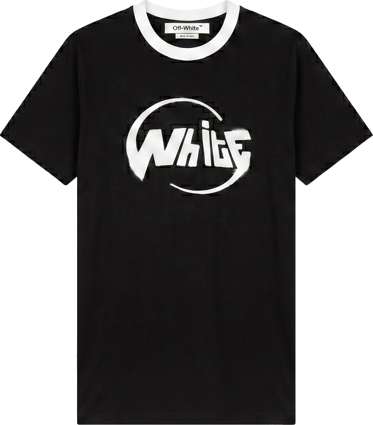Black cotton T-shirt with stylized detail