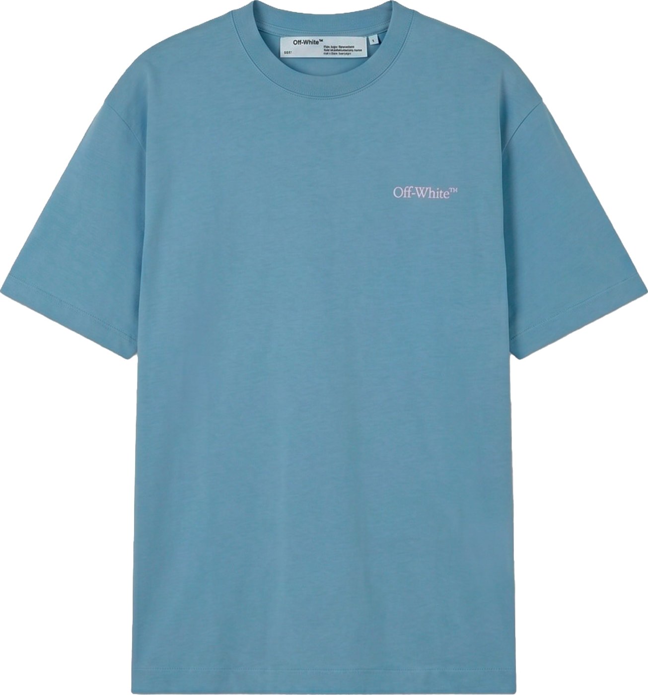 Blue casual cotton T-shirt with logo