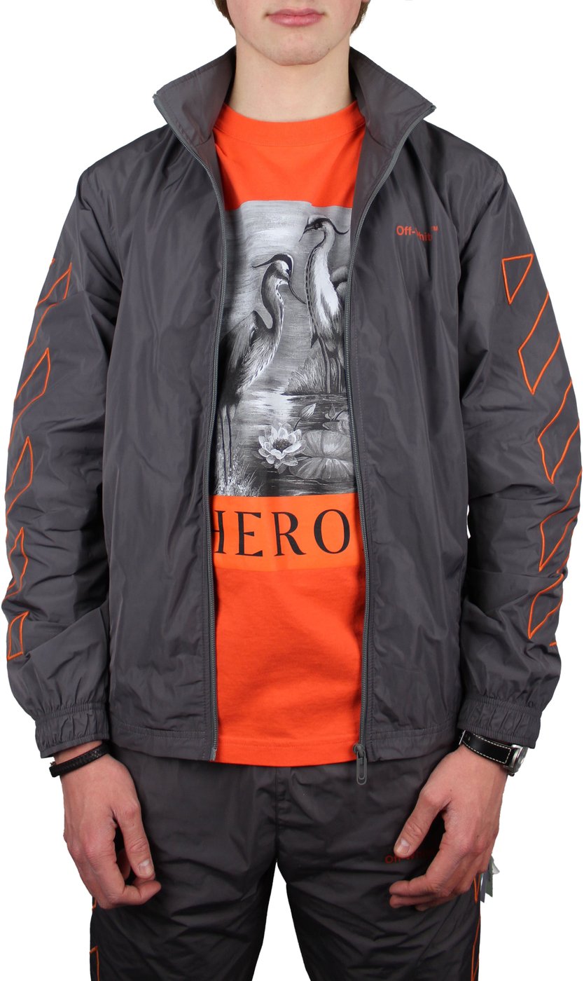 Off-White Diagonal Outline Track Jacket (Grijs/Oranje)