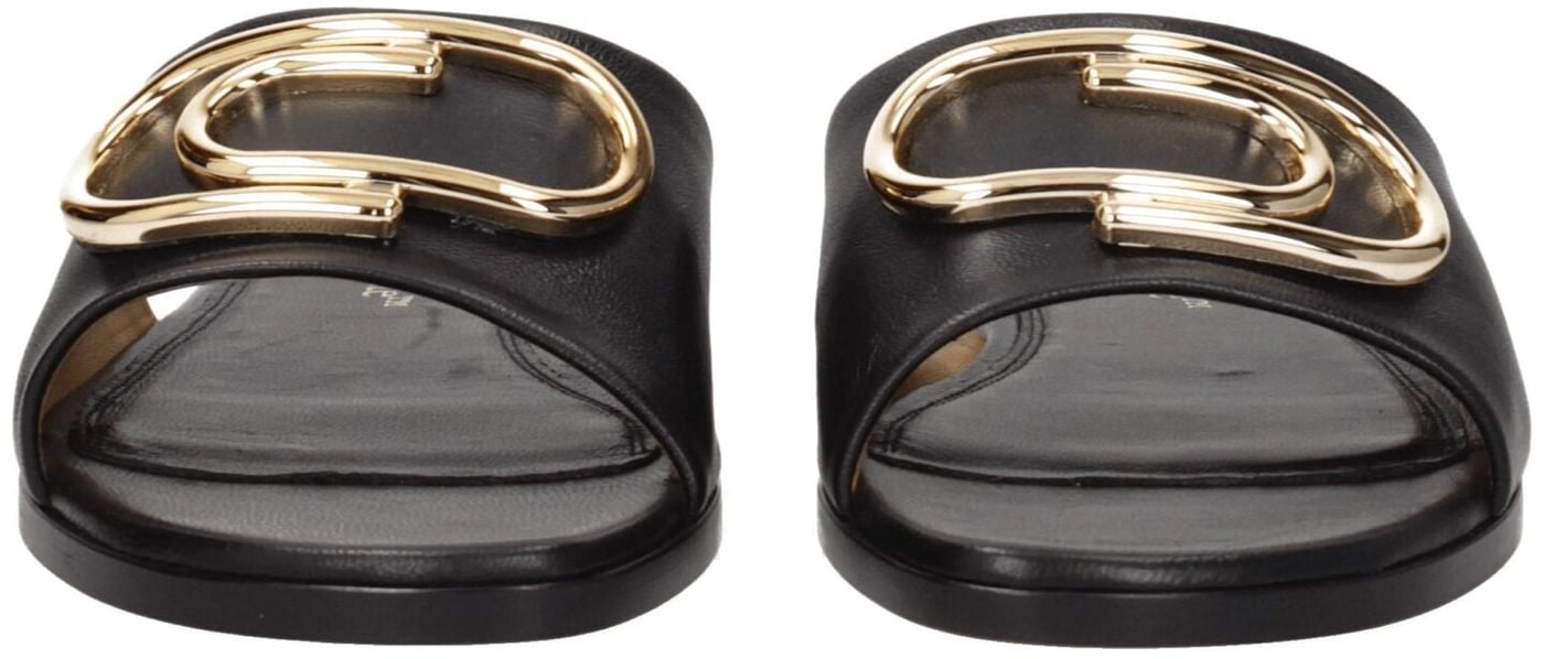 Off-White Black Leather Slippers