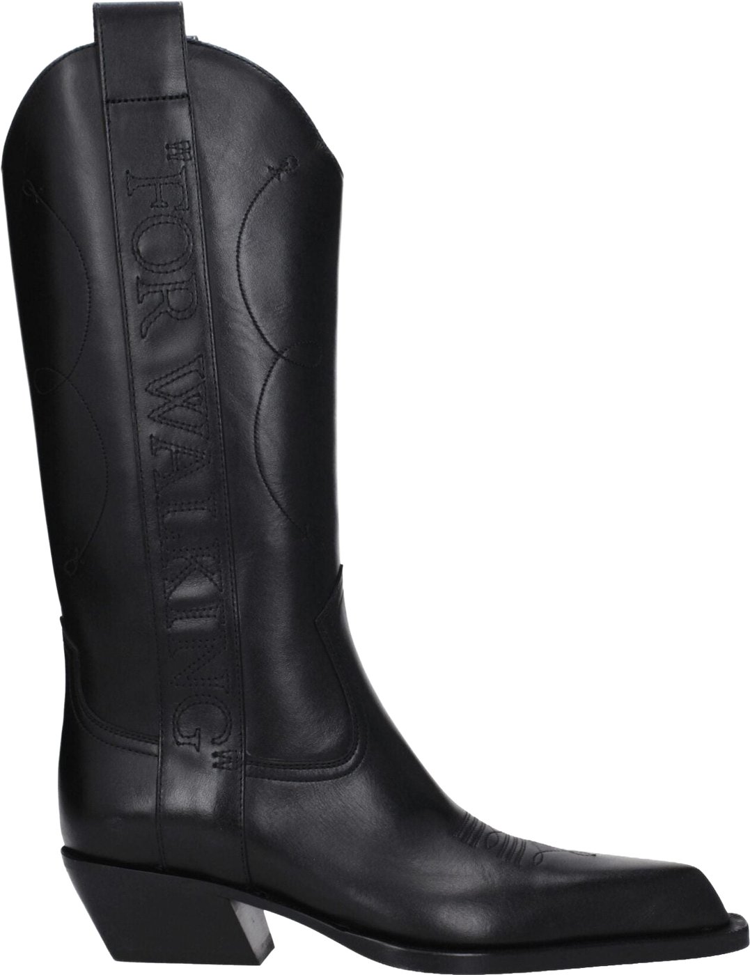 Off-White Black Leather High Heel Boots