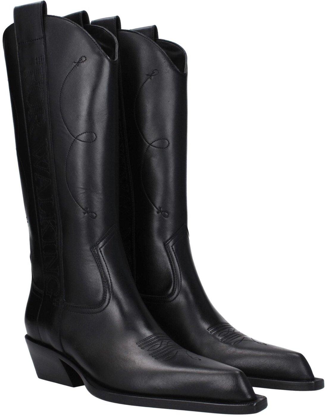 Off-White Black Leather High Heel Boots