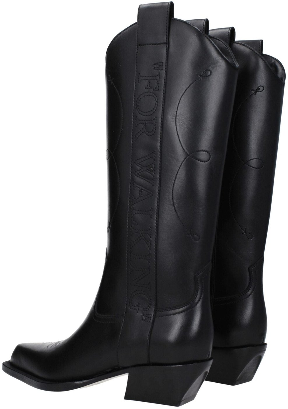 Off-White Black Leather High Heel Boots