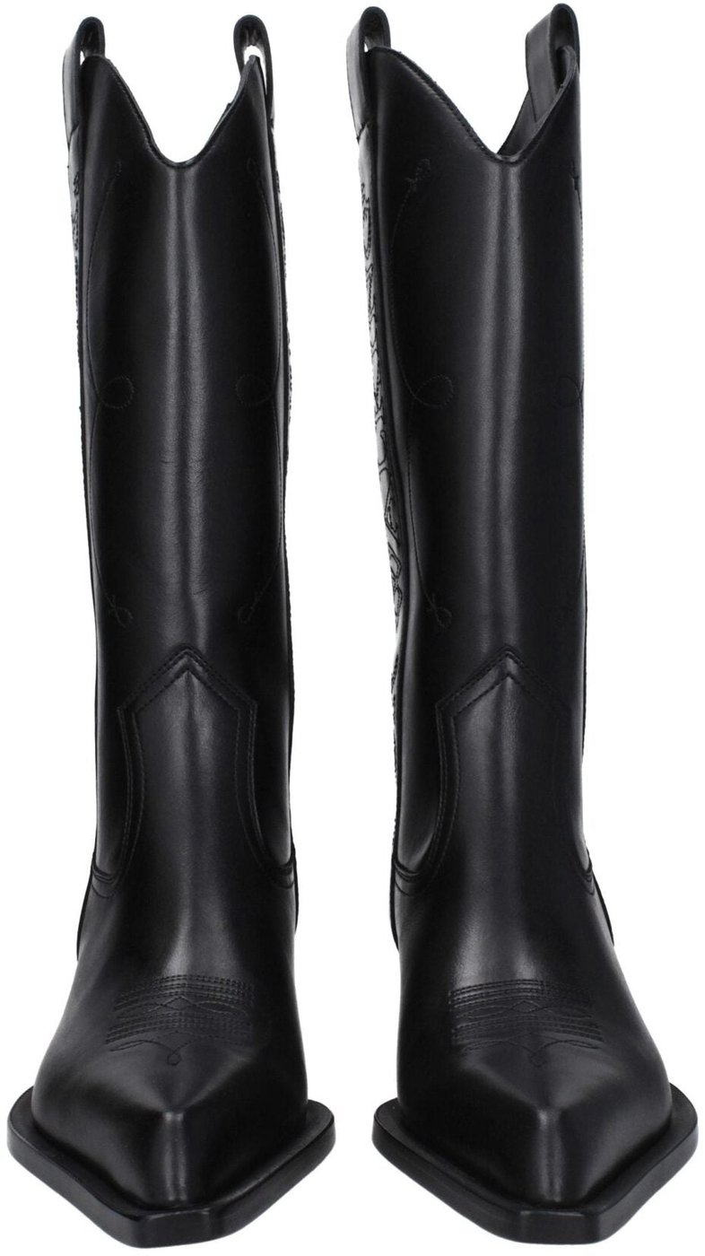 Off-White Black Leather High Heel Boots