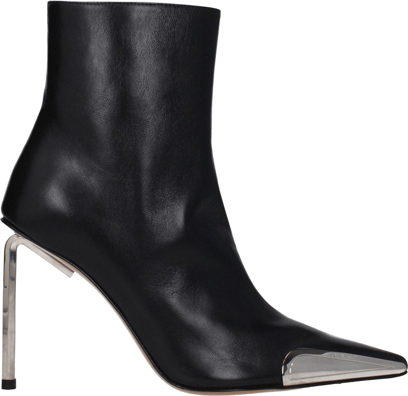 Off-White Black Leather Ankle Boots