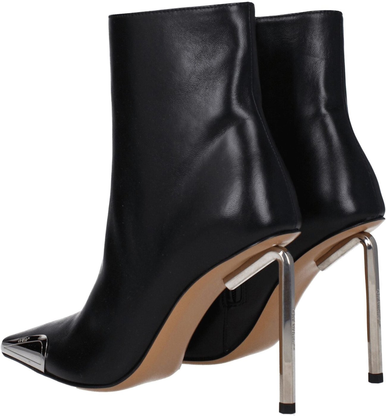 Off-White Black Leather Ankle Boots