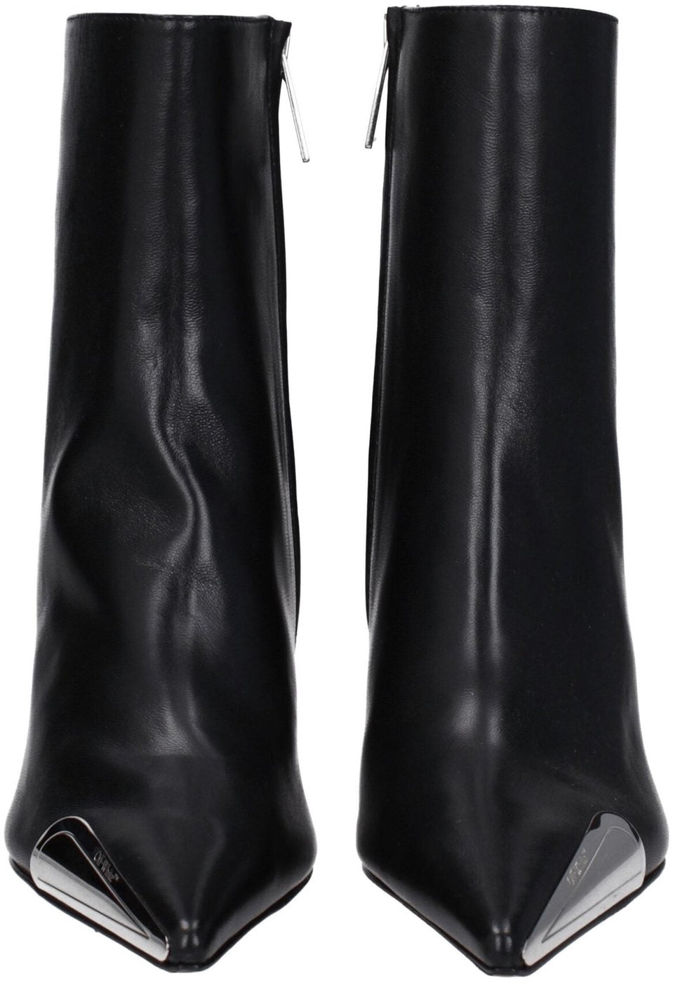 Off-White Black Leather Ankle Boots