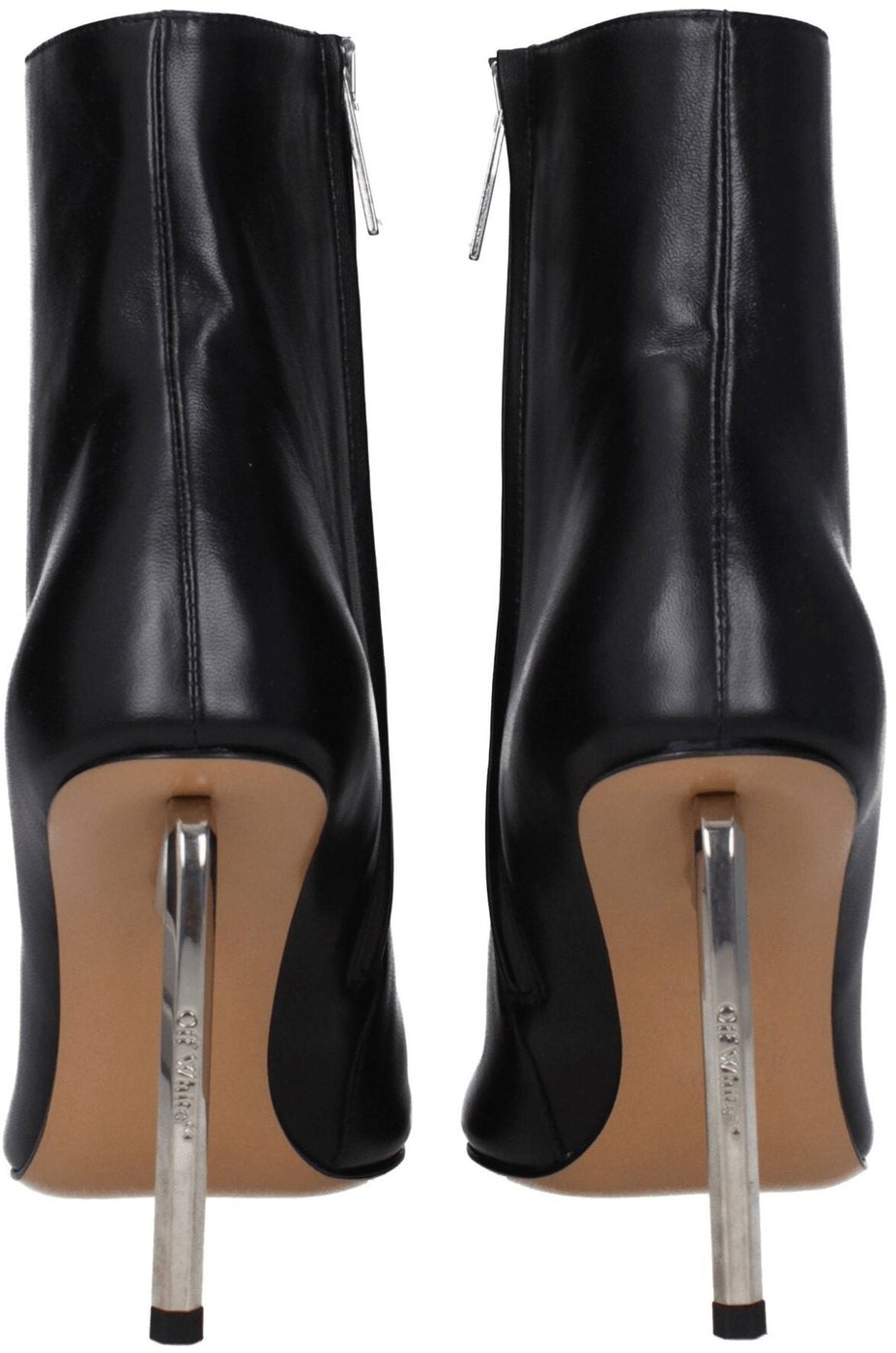 Off-White Black Leather Ankle Boots