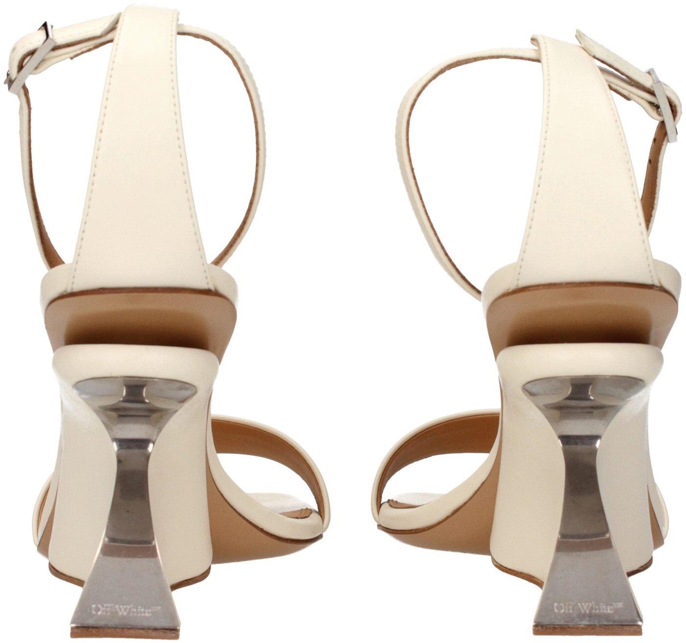 Off-White Beige Leather Platform Sandals