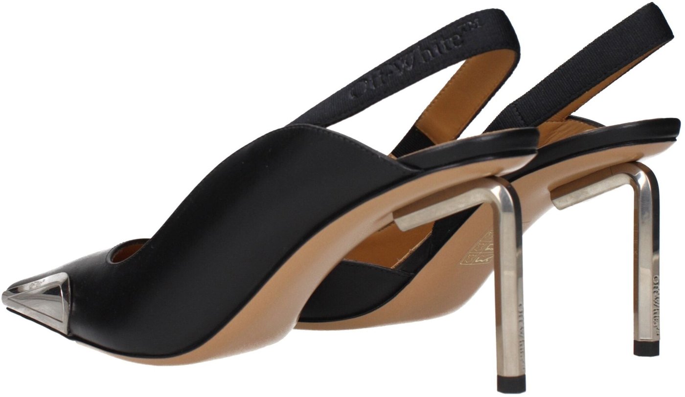 Off-White Black Leather High Heel Pumps