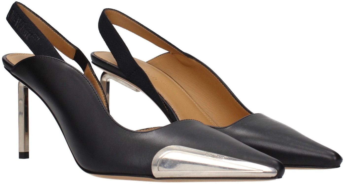 Off-White Black Leather High Heel Pumps