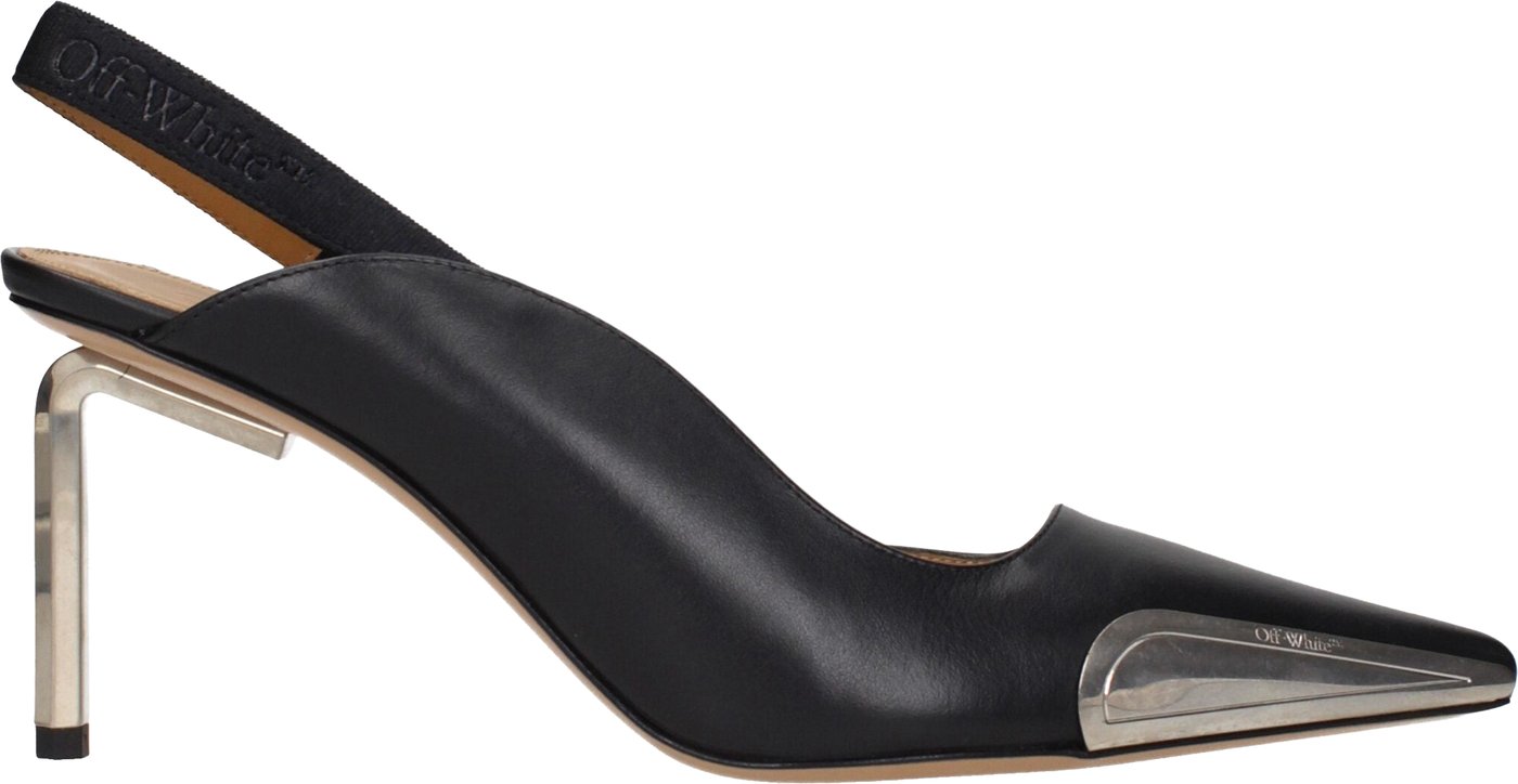 Off-White Black Leather High Heel Pumps